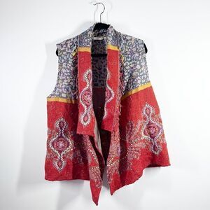 Soft surroundings heavily embroidered vest drape open front art to‎ wear